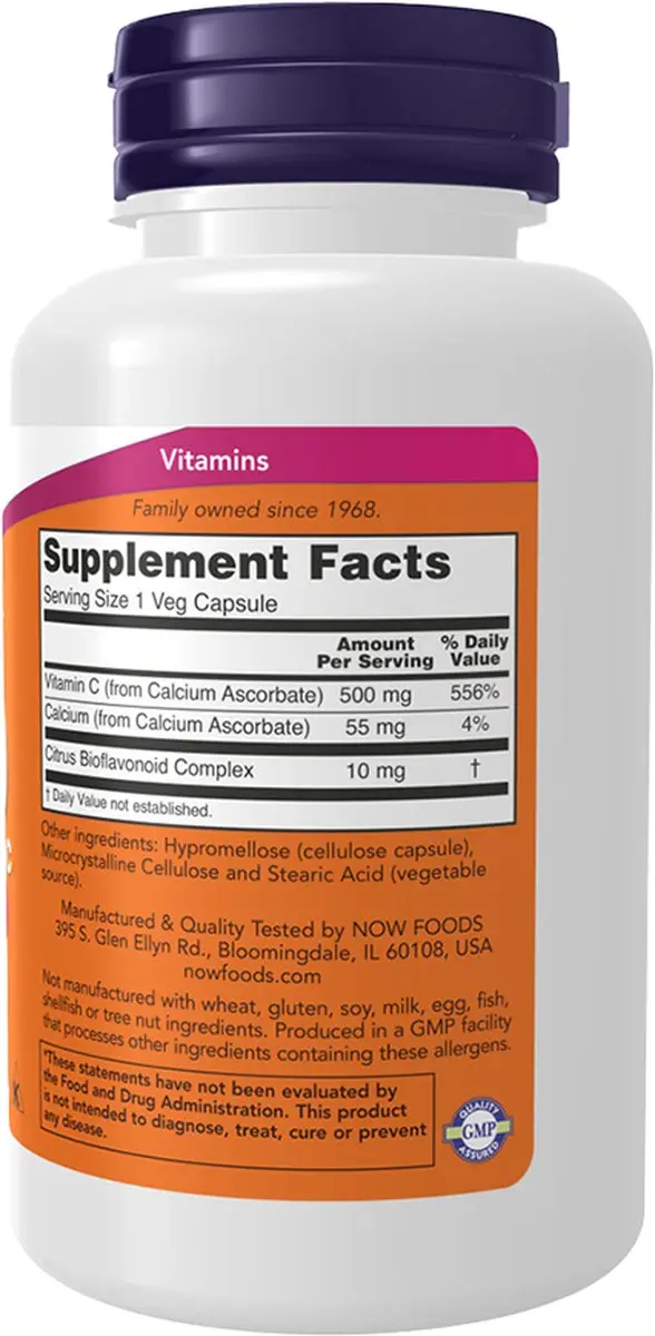 Now Foods Vitamine C-500 Calcium Ascorbate 100 Capsules