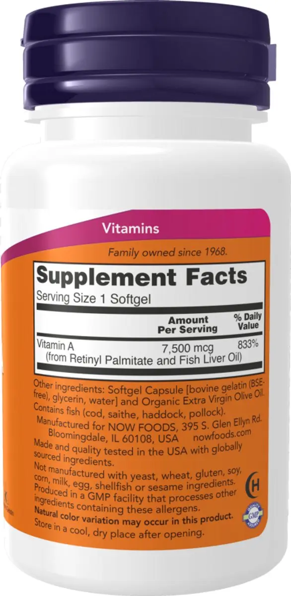 Now Foods Vitamine A 25.000 IE - 100 Softgels