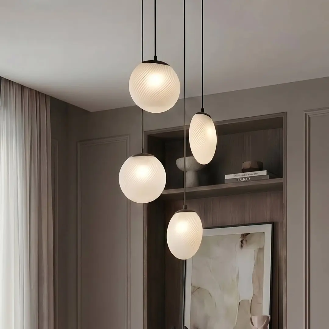 Lucande Hanglamp 4-lichts Glas IJzer - 32W G9 Wit/Zwart
