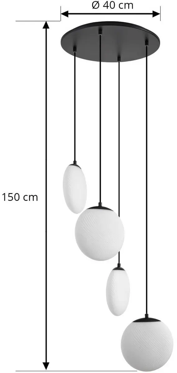 Lucande Hanglamp 4-lichts Glas IJzer