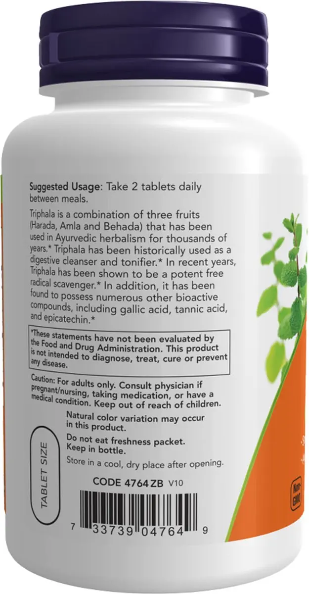 Now Foods Triphala 500mg - 120 tabletten - afbeelding 6 van 6