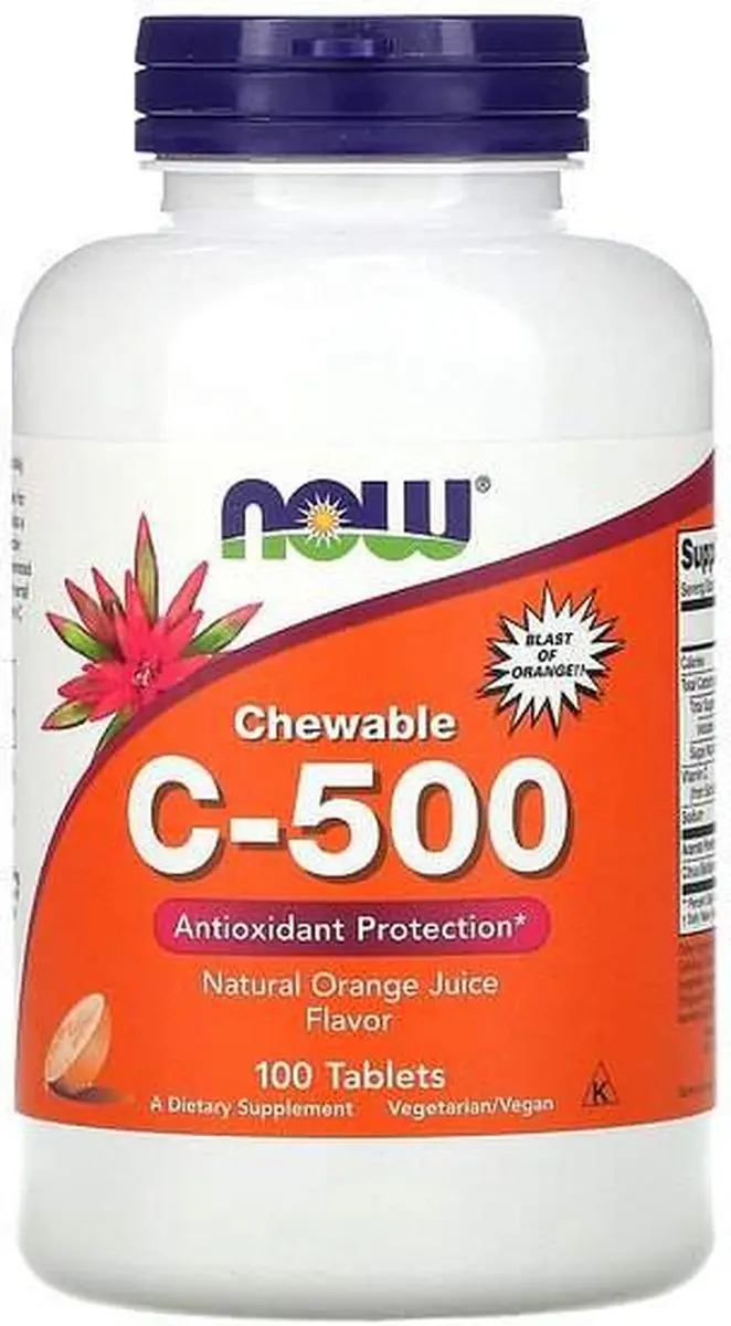 Now Foods Vitamine C-500 Chewables - 100 Stuks - Oranje