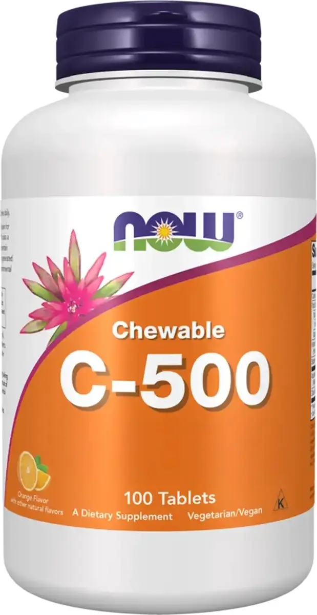 Now Foods Vitamine C-500 Chewables - 100 Stuks - Oranje