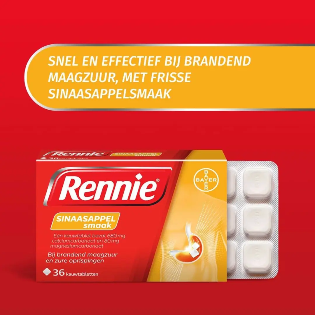 Rennie Sinaasappel Kauwtabletten 2x36