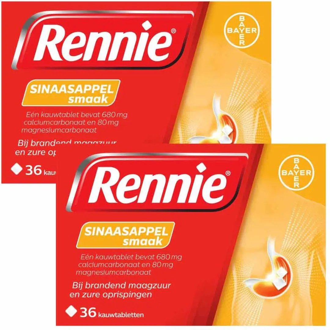 Rennie Sinaasappel Kauwtabletten 2x36