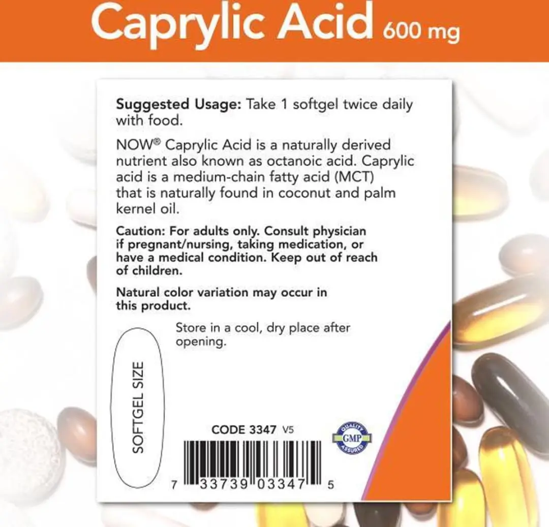 Now Foods Caprylzuur 600mg MCT Softgels - 100 Stuks