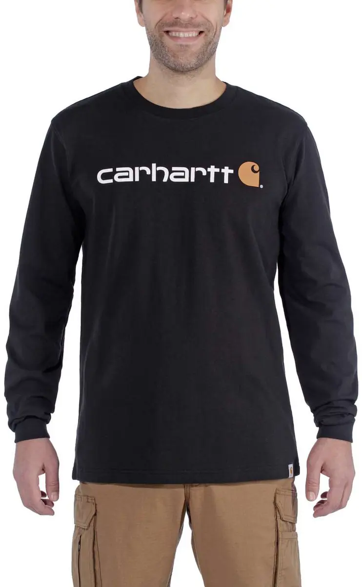 Carhartt Core Logo Longsleeve T-Shirt Relaxed Fit XS - Zwart