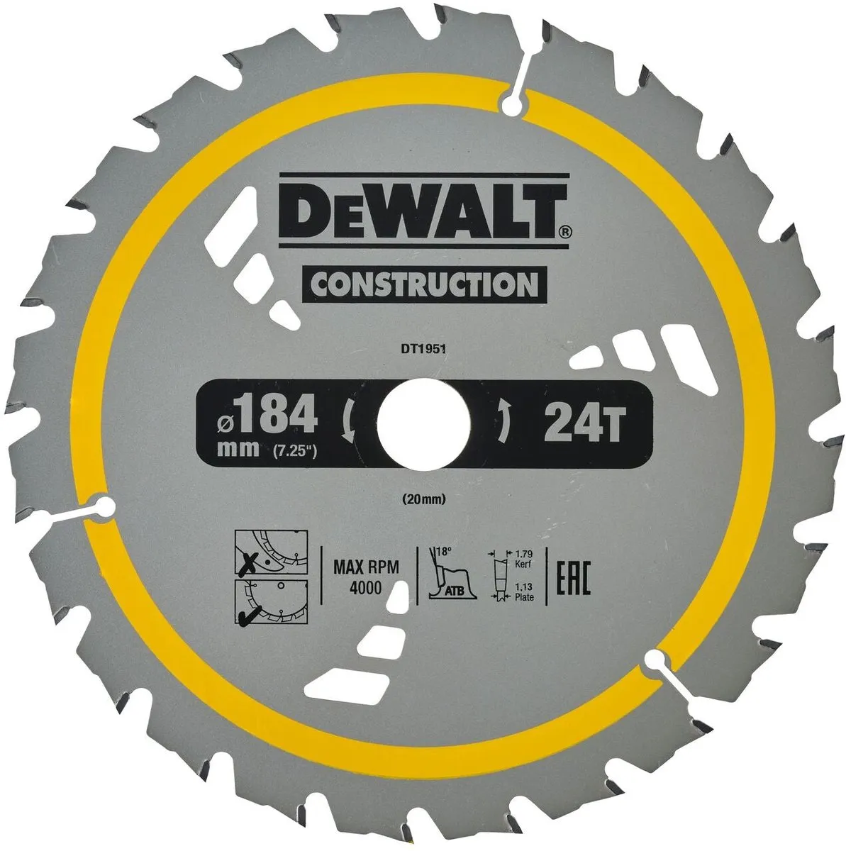 DeWalt DT1951-QZ Cirkelzaagblad 184mm - 24 Tanden