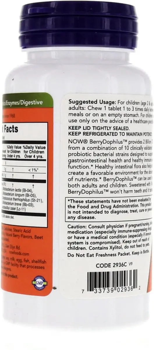 Now Foods BerryDophilus Kauwtabletten - 60 Stuks