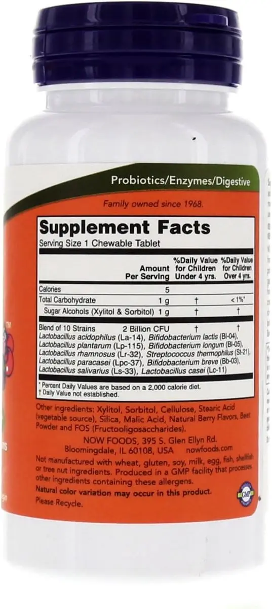 Now Foods BerryDophilus Kauwtabletten - 60 Stuks