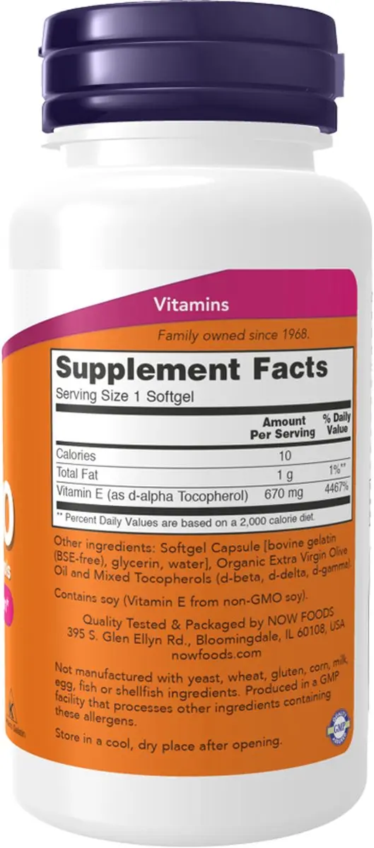 Now Foods Vitamine E 1000 IU - 100 Softgels