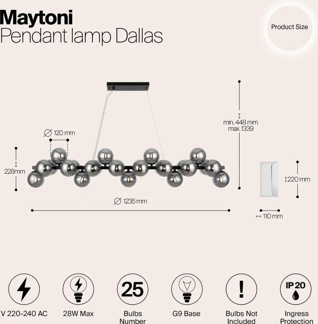Maytoni Dallas Hanglamp - 25x28W - Zwart