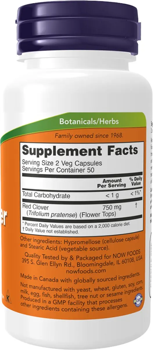 Now Foods Rode Klaver 375mg - 100 Vegetarische Capsules