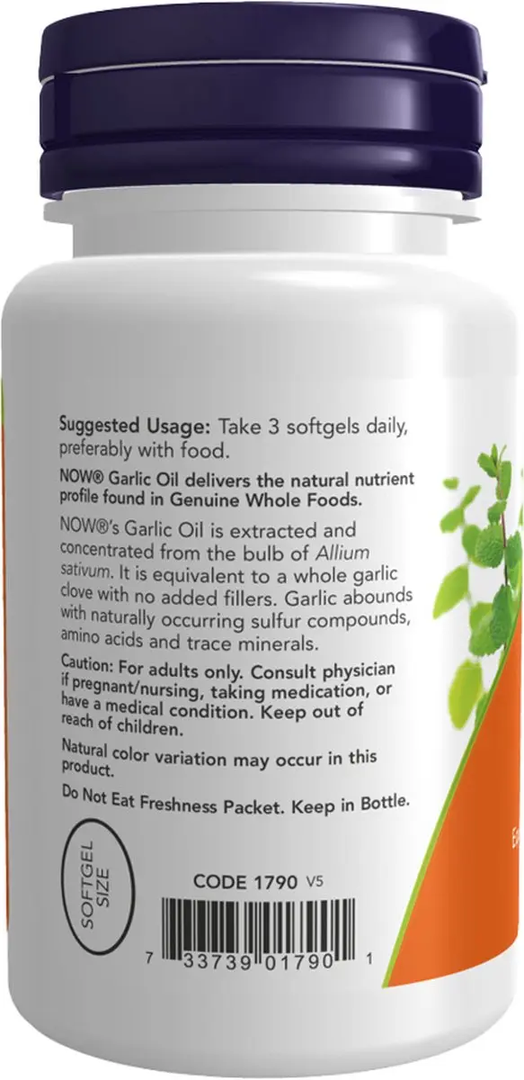 Now Foods Knoflookolie 1500mg Vegan - 100 Softgels
