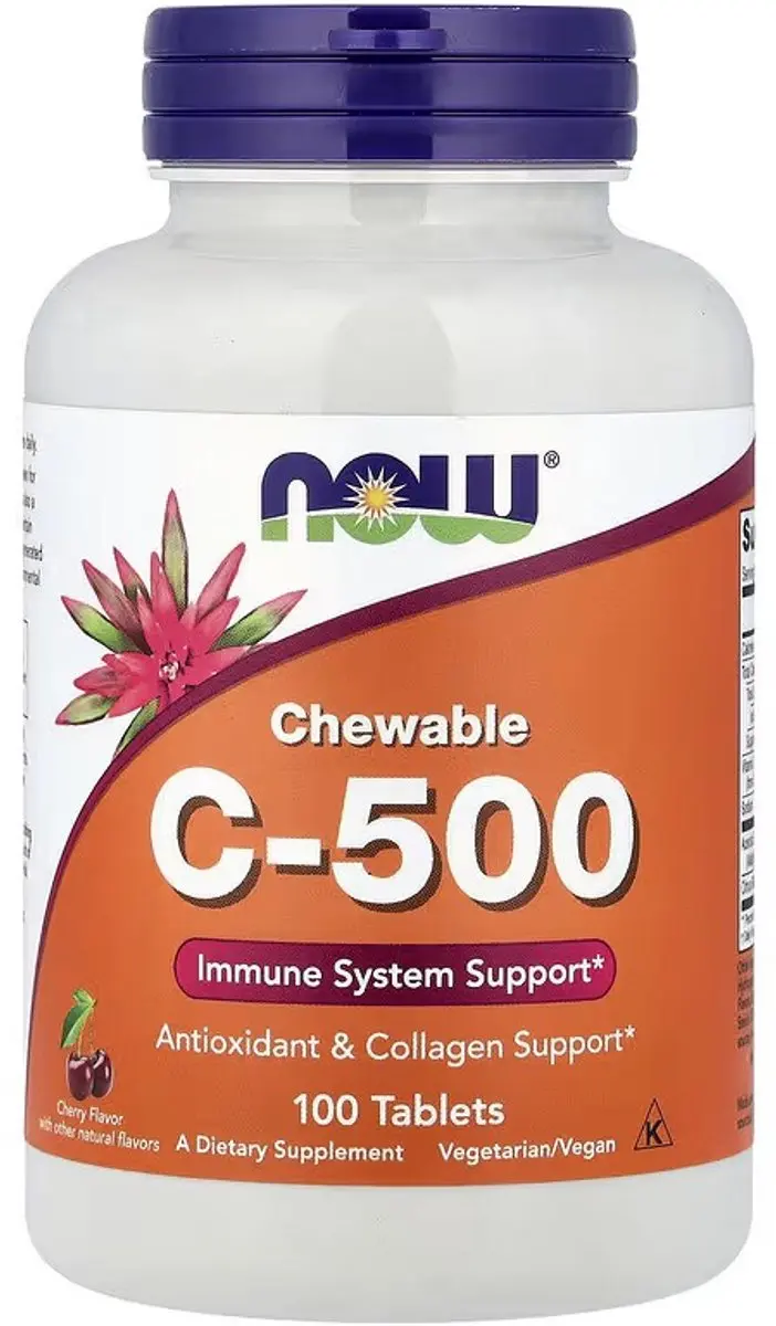 Now Foods Vitamine C-500 Chewables - 100 Kauwtabletten - Kers