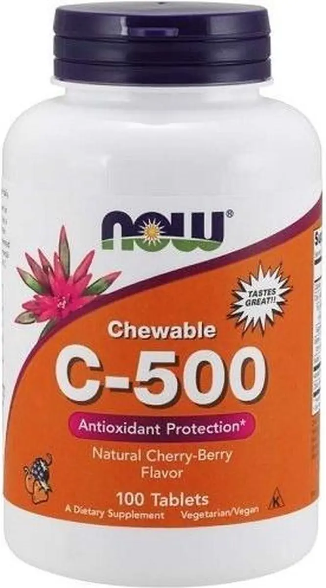 Now Foods Vitamine C-500 Chewables - 100 Kauwtabletten - Kers