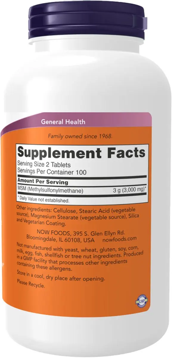 Now Foods MSM 1500mg - 200 Tabletten