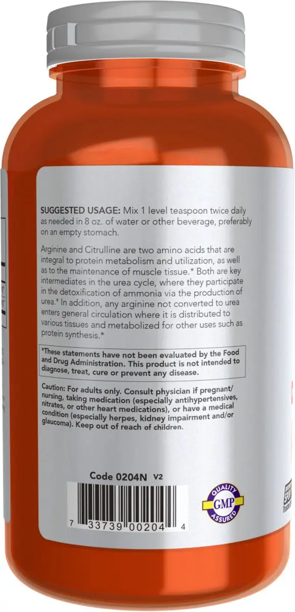 Now Foods Arginine & Citrulline Poeder 340g
