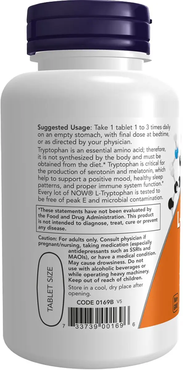 Now Foods L-Tryptofaan 1000mg - 60 tabletten