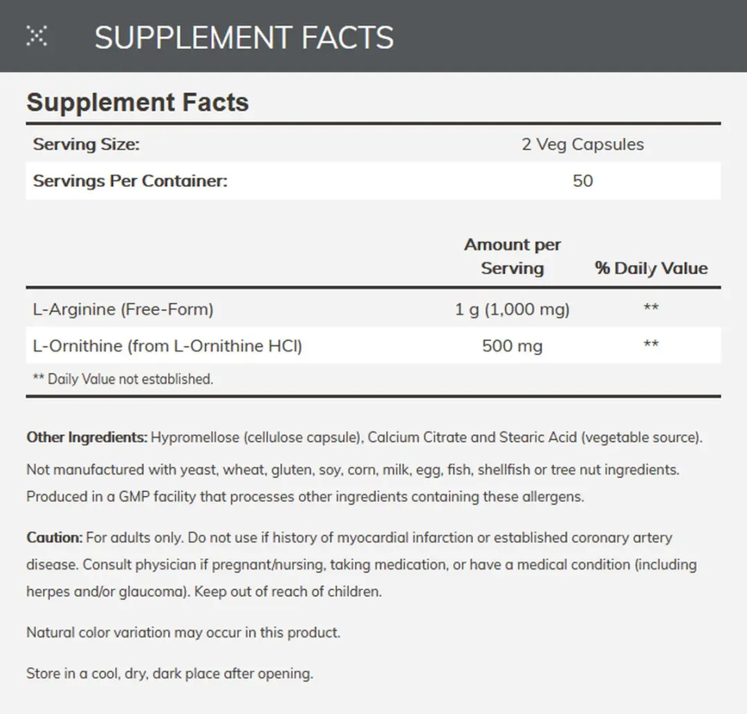 Now Foods Arginine/Ornithine Aminozuur-Mix 100 Stuks