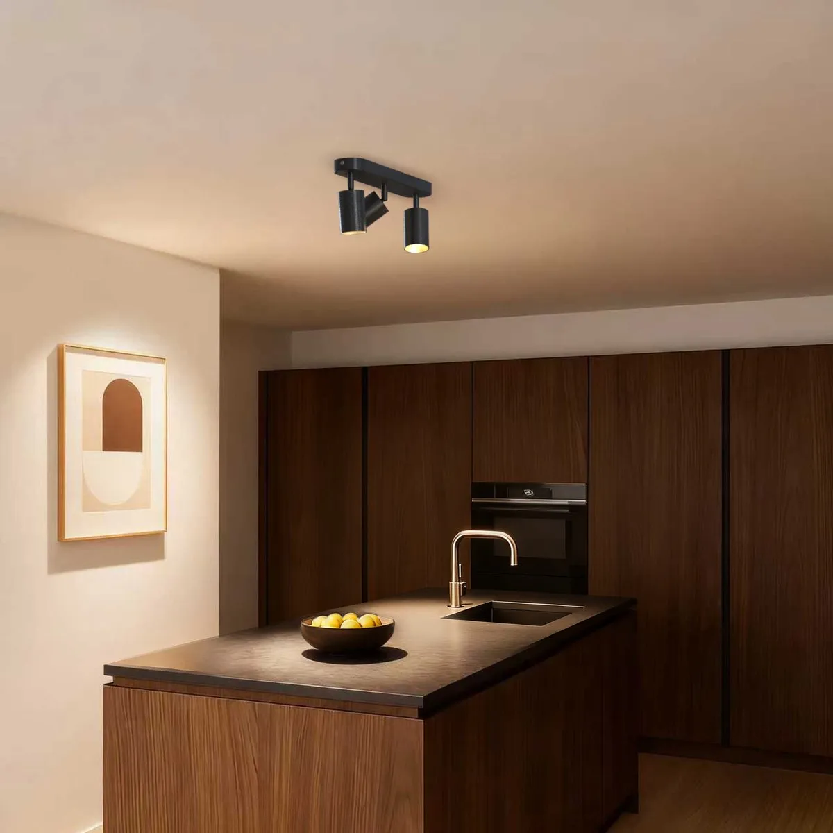 Calex Plafondlamp 3-Lichts Opbouwspot Zwart-Goud
