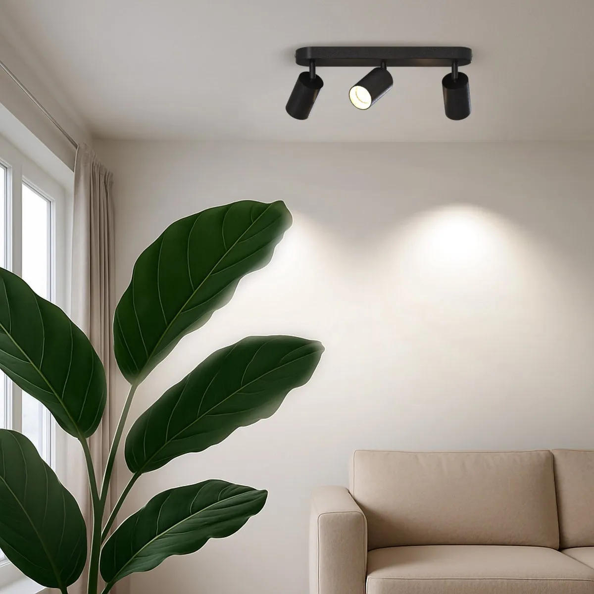 Calex Plafondlamp 3-Lichts Opbouwspot Zwart-Goud - afbeelding 6 van 6