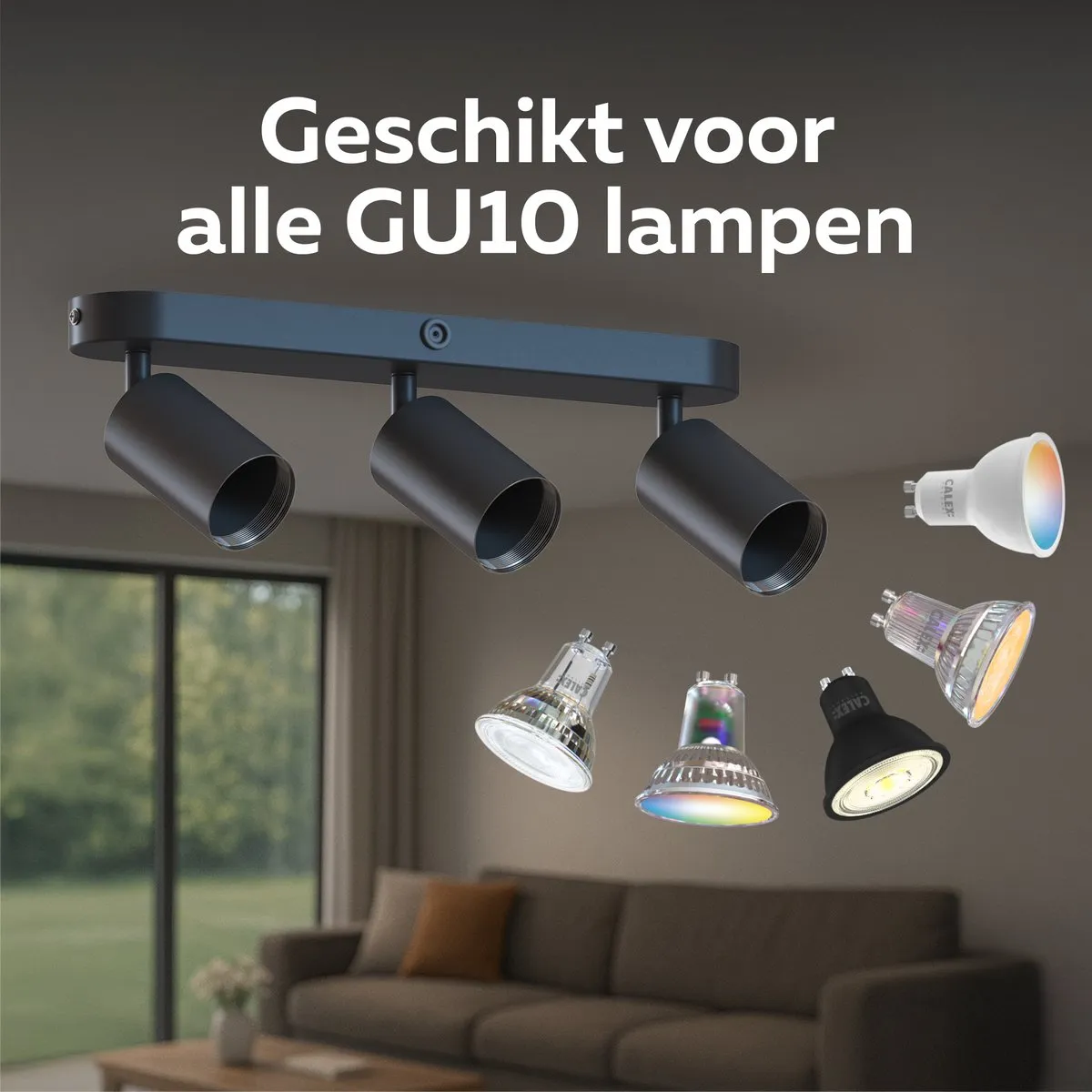 Calex Plafondlamp 3-Lichts Opbouwspot Zwart-Goud