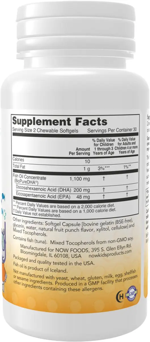 Now Foods DHA-100 Visolie Kauwtabletten - 60 Stuks