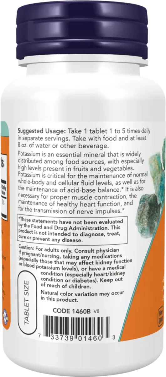 Now Foods Kalium Gluconaat 99mg - 100 Tabletten