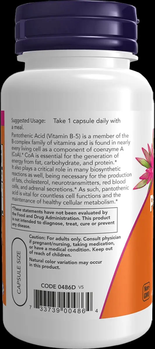 Now Foods Pantothenic Acid 500mg 100 Vcaps