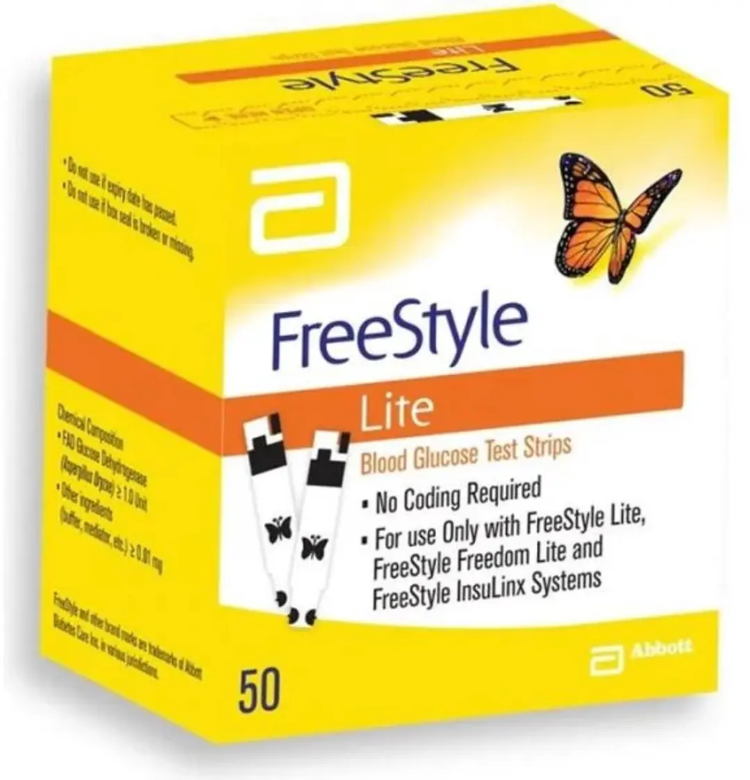 Abbott Freestyle Lite Teststrips - 50 Stuks - Geel