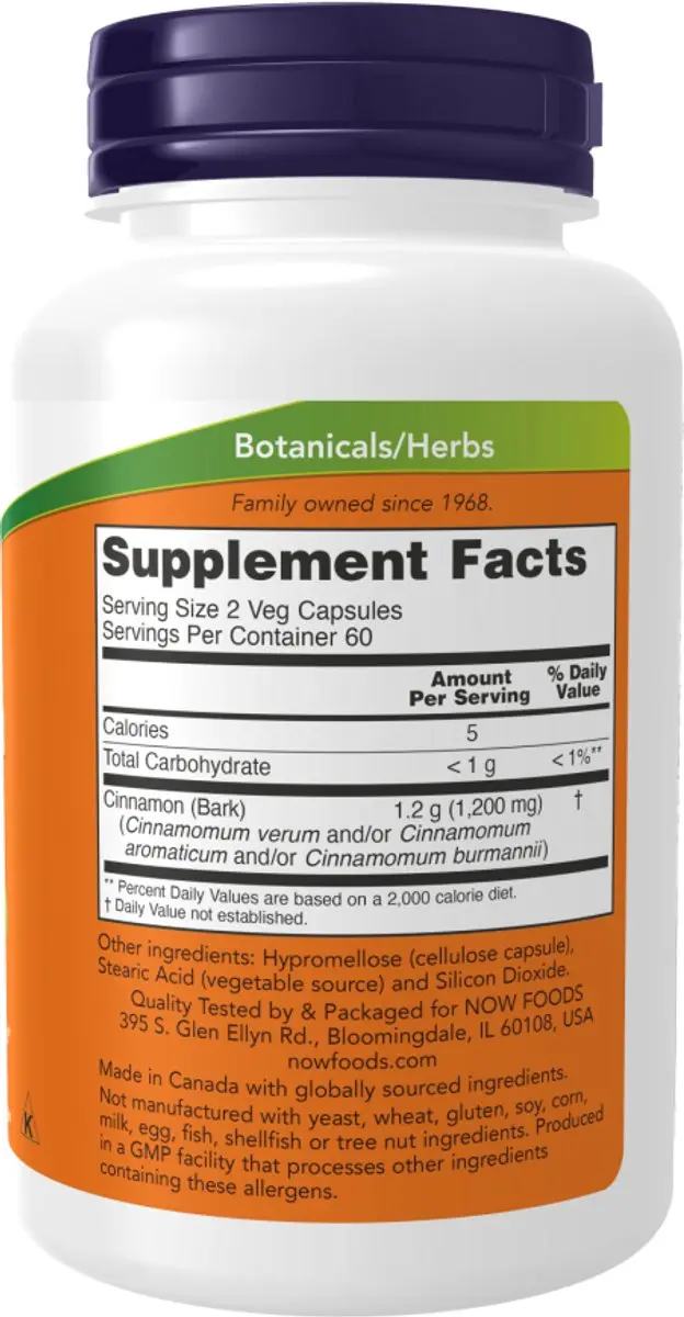 Now Foods Kaneelbast 600mg - 120 Capsules
