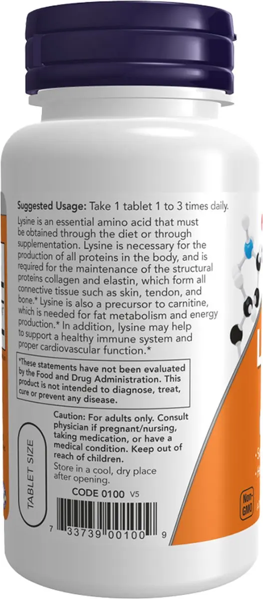 Now Foods L-Lysine 500mg - 250 Tabletten