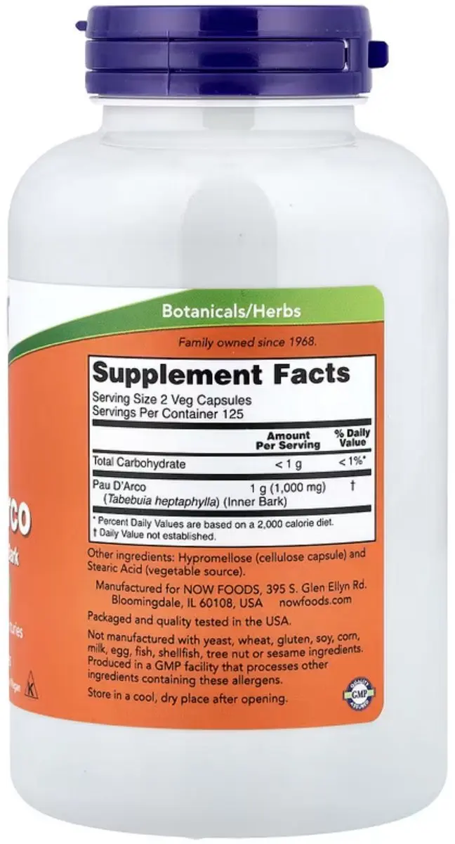 Now Foods Pau D’Arco 500mg 250 Capsules