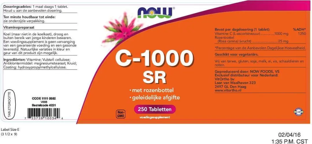 Now Foods Vitamine C 1000mg Rozenbottel 250ml