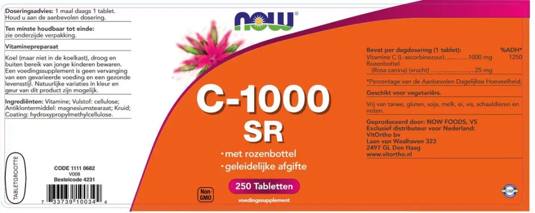 Now Foods Vitamine C 1000mg Rozenbottel 250ml
