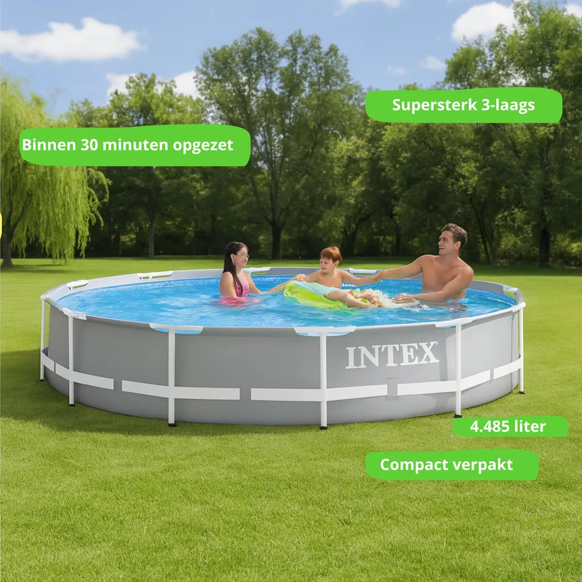 Intex Prism Frame 26700NP Zwembad - 305cm Rond 4.485L - Grijs