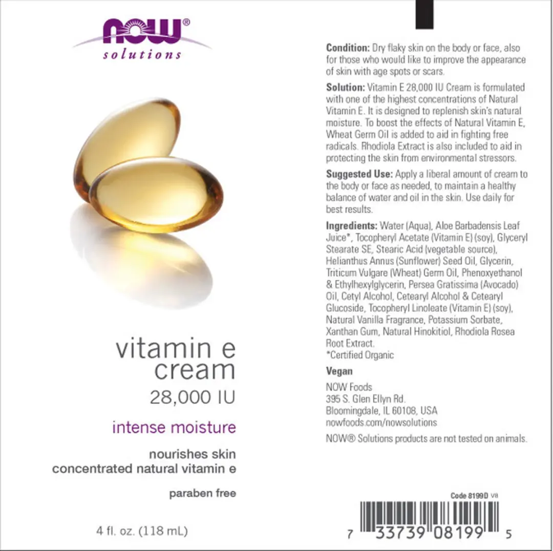 Now Foods Vitamine E Crème 118ml