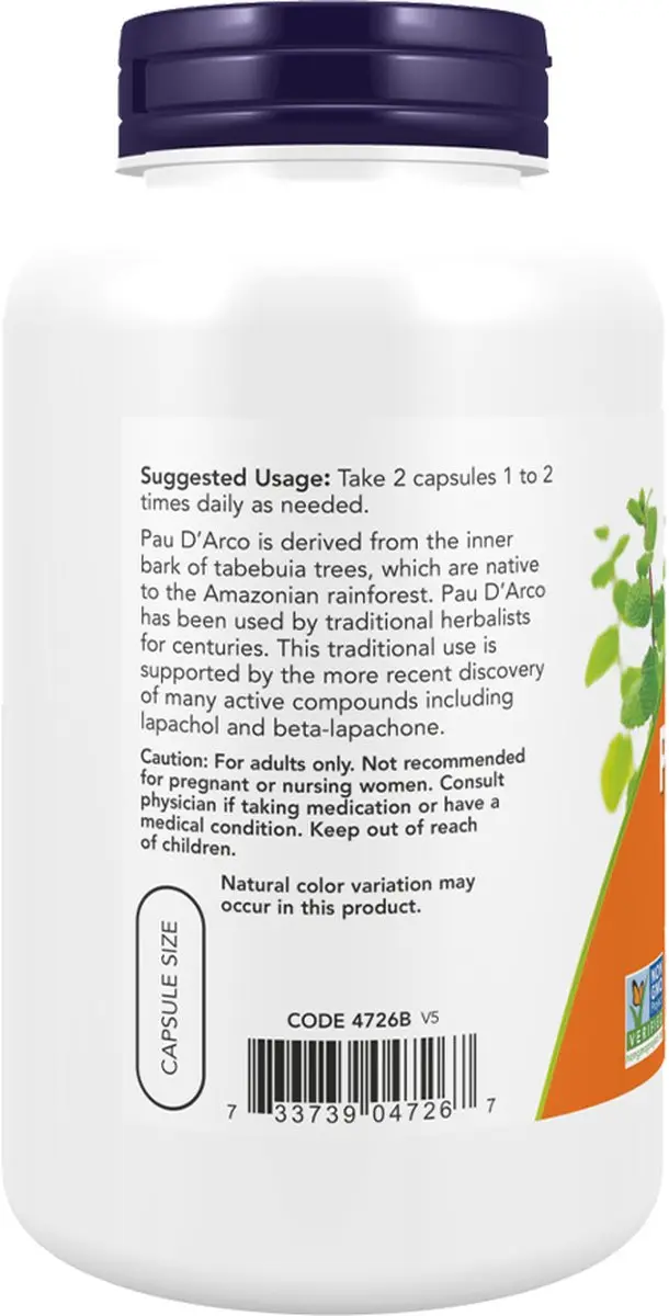 Now Foods Pau D'Arco 250 Capsules - 1000mg