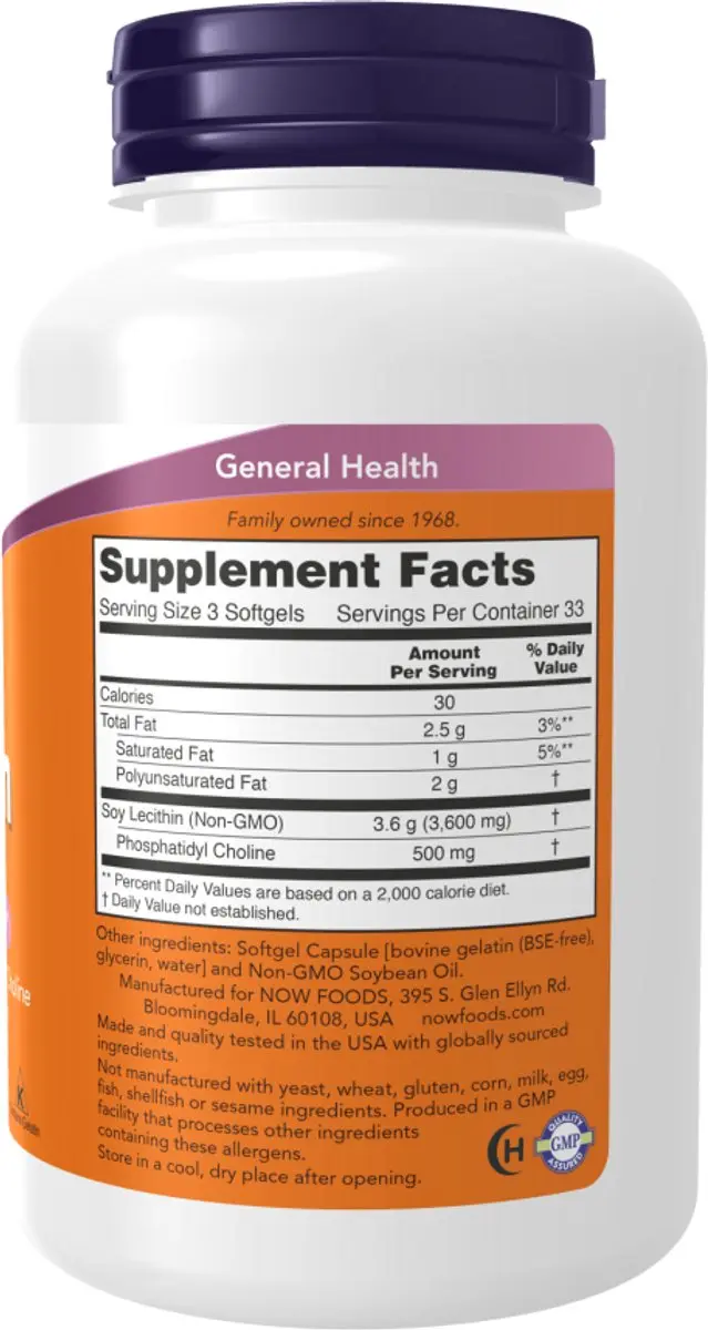 Now Foods Lecithin 1200mg Softgels - 100 Stuks