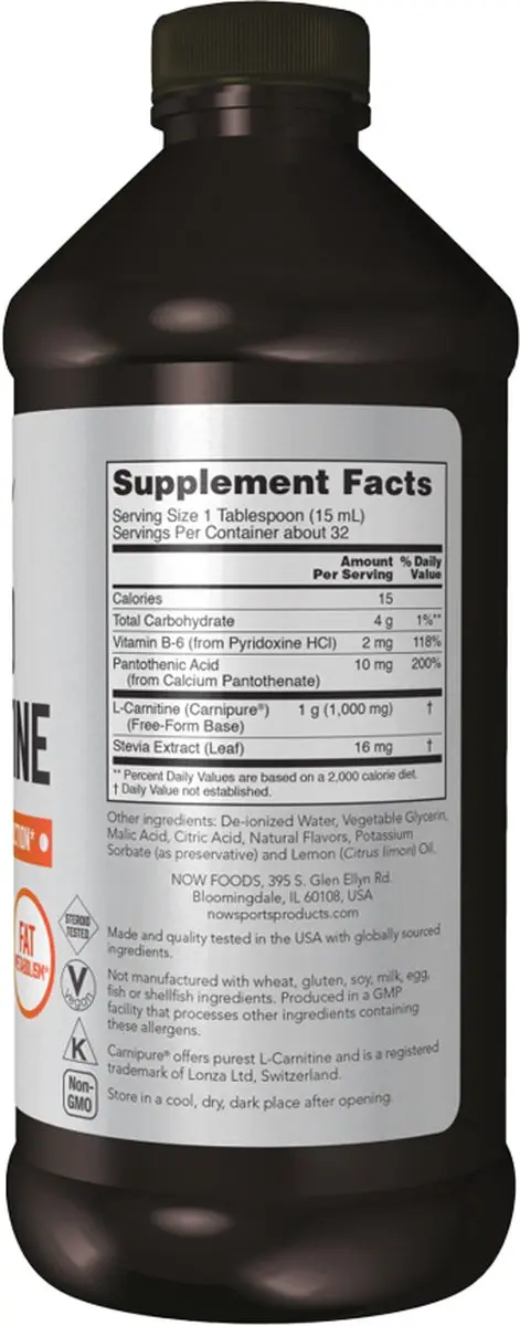 Now Foods Liquid L-Carnitine 1000mg 473ml - Citroen