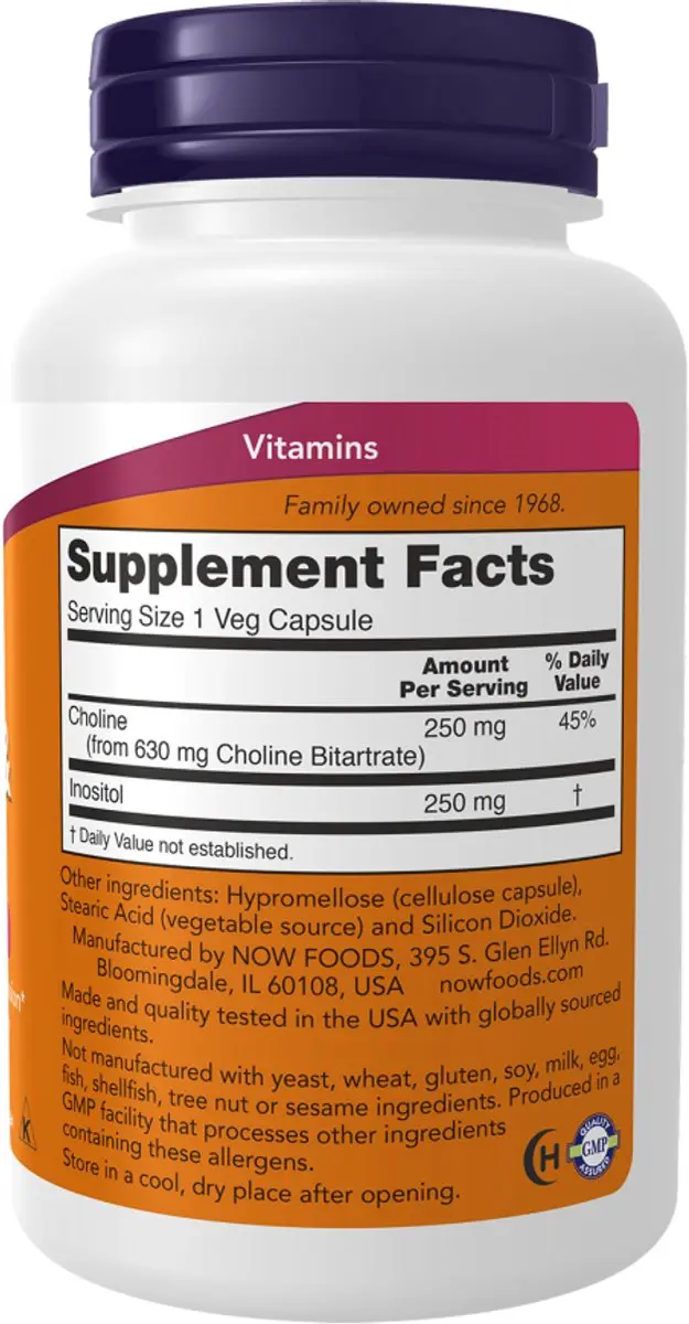 Now Foods Choline & Inositol 500mg - 100 Stuks