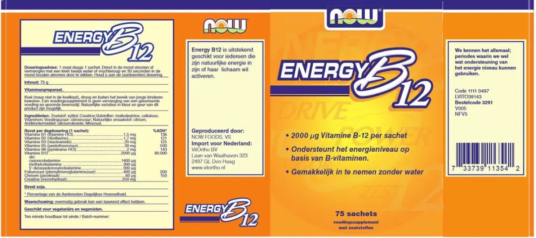 Now Foods Instant Energy B-12 2000 µg - 75 Zakjes