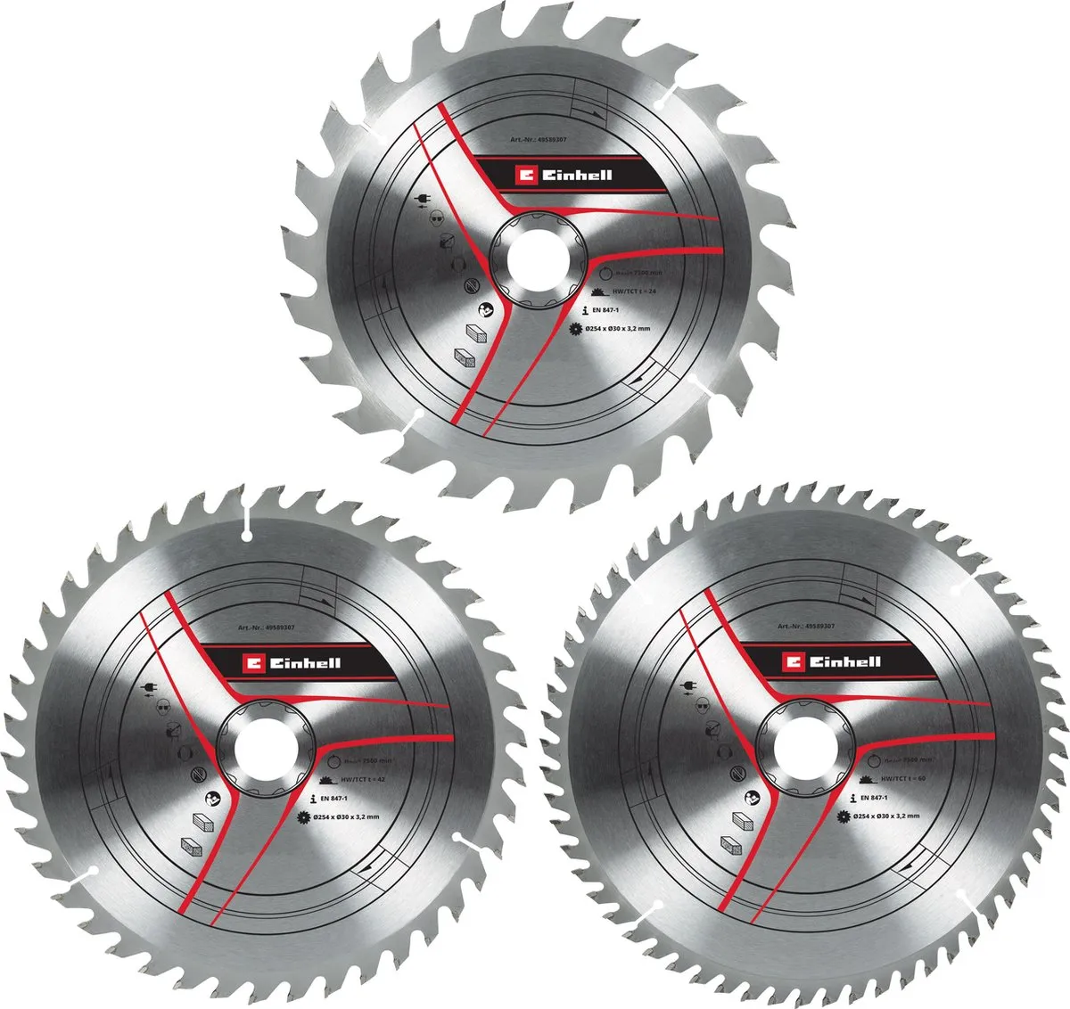 Einhell Hardmetalen TCT Zaagbladset 3-delig