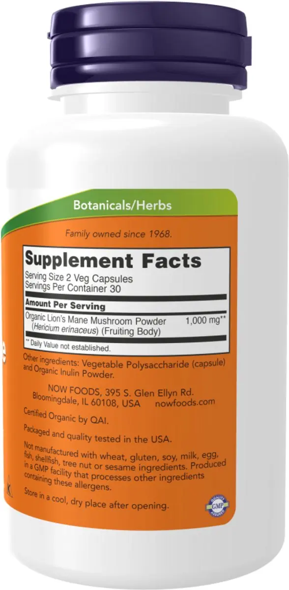 Now Foods Lion's Mane 500mg 60 Vcaps