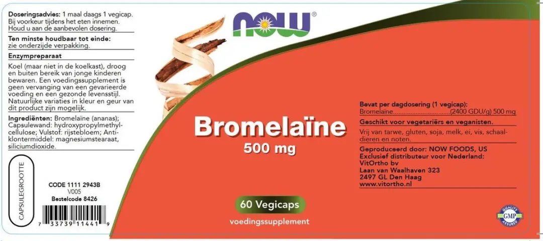 Now Foods Bromelaïne 500mg 60 Vegicaps
