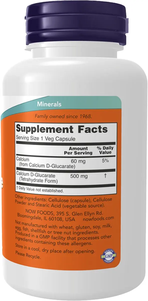 Now Foods Calcium D-Glucaraat 500mg - 90 Capsules