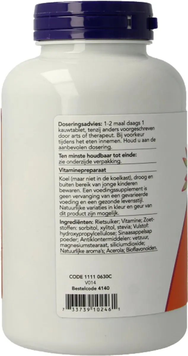 Now Foods Vitamine C 500mg Kauwtabletten - 100 Stuks