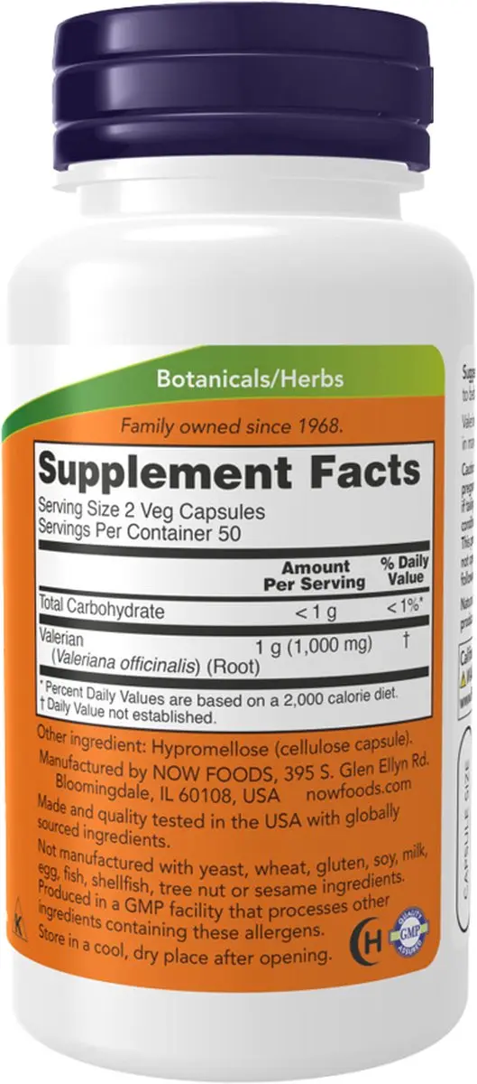 Now Foods Valerian Root 500mg 250 Vcaps - afbeelding 6 van 6