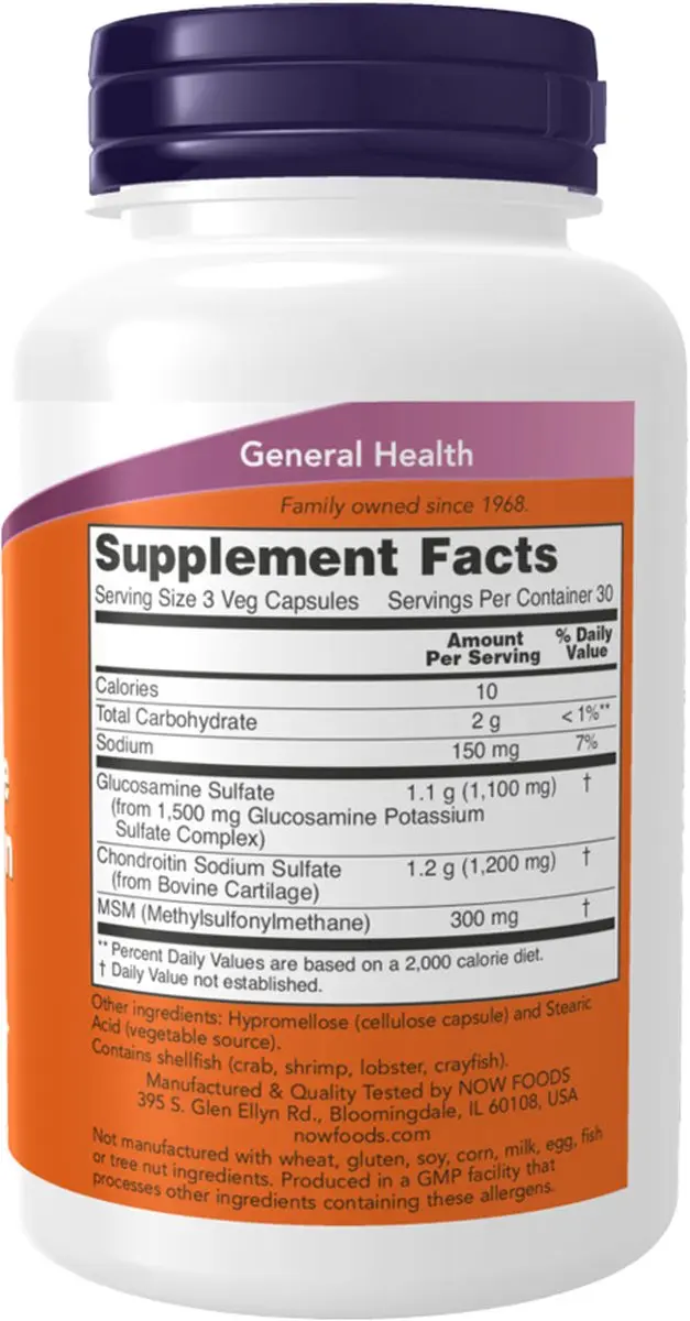 Now Foods Glucosamine Chondroïtine MSM 180 Stuks - 270g